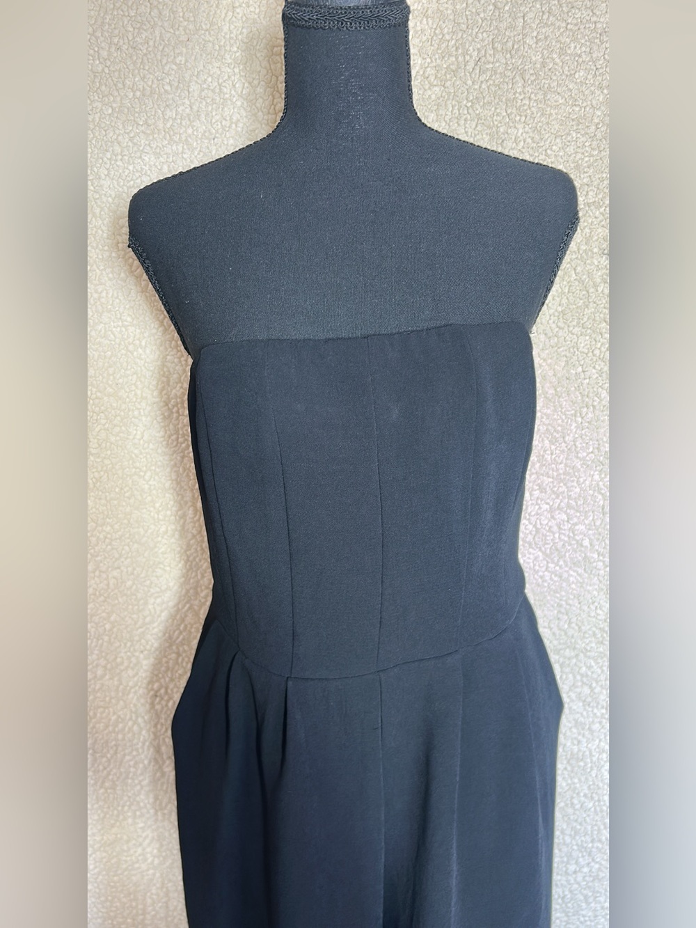 A New Day Women’s M Strapless Wide-Leg Jumpsuit Black Smocked Back Pockets - Picture 5 of 12
